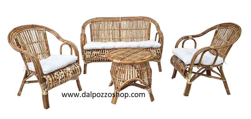 AT/093 SALOTTO VIMINI RATTAN NATURALE CANNE MALACCA